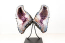 Natural Agate with Amethyst Butterfly Geode Wings – Gorgeous Lavender Amethyst with Golden Goethite Inclusions - 33.5 lb - E2D Crystals & Minerals