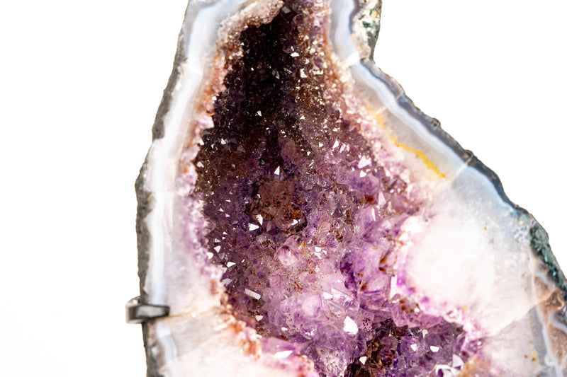 Natural Agate with Amethyst Butterfly Geode Wings – Gorgeous Lavender Amethyst with Golden Goethite Inclusions - 33.5 lb - E2D Crystals & Minerals