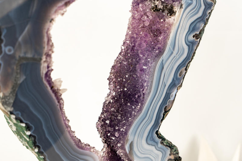 World - Class Landscape Agate Portal with Moss and Blue Lace Agate with Purple Amethyst - 23 In. - E2D Crystals & Minerals