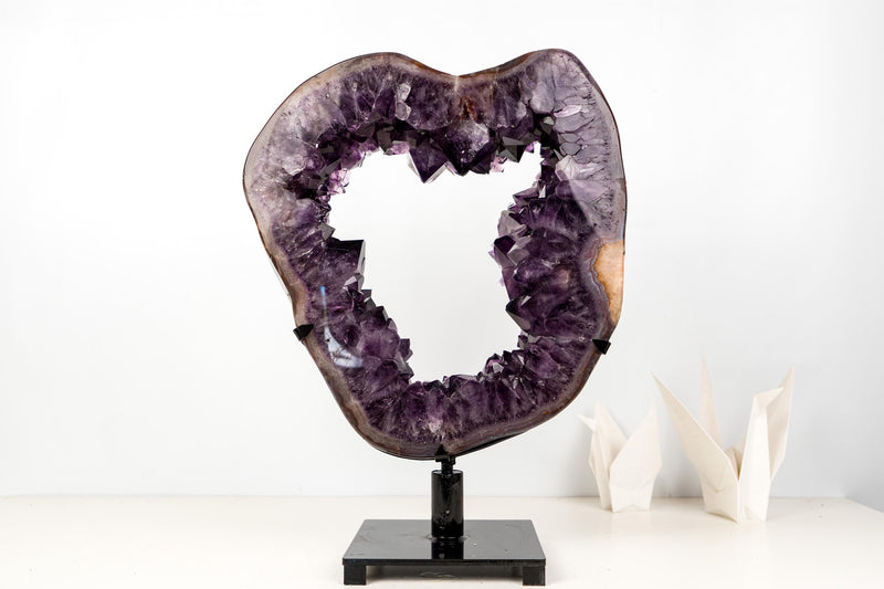 AAA - Grade Amethyst Geode Portal – Large Deep Purple Crystals on Custom - Made Stand, Collector’s Display Piece - 29 Lb. - E2D Crystals & Minerals