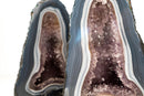 Pair of Small Blue and White Lace Agate Geodes with Lavender Amethyst Core - 8.6 Lb. 10.2 In. - E2D Crystals & Minerals