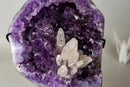 Deep Purple Amethyst Geode with Crystallized Calcite Flower – Gallery Display Specimen – 20.3 lb / 9.2 kg - E2D Crystals & Minerals