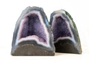 Pair of High - Grade Blue Lace Agate Geodes with Sparkling Lavender Galaxy Amethyst Druzy – Small Size 11 Lb. 7 In. tall - E2D Crystals & Minerals