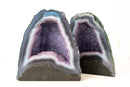 Pair of High - Grade Blue Lace Agate Geodes with Sparkling Lavender Galaxy Amethyst Druzy – Small Size 11 Lb. 7 In. tall - E2D Crystals & Minerals