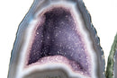 Pair of High - Grade Blue Lace Agate Geodes with Sparkling Lavender Galaxy Amethyst Druzy – Small Size 11 Lb. 7 In. tall - E2D Crystals & Minerals