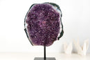 All - Natural Amethyst Geode Cluster – 18” Large Crystal with Galaxy Druzy, Calcite Inclusion & Polished Agate Edge - E2D Crystals & Minerals