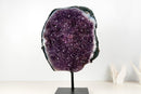 All - Natural Amethyst Geode Cluster – 18” Large Crystal with Galaxy Druzy, Calcite Inclusion & Polished Agate Edge - E2D Crystals & Minerals
