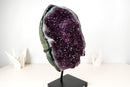 All - Natural Amethyst Geode Cluster – 18” Large Crystal with Galaxy Druzy, Calcite Inclusion & Polished Agate Edge - E2D Crystals & Minerals