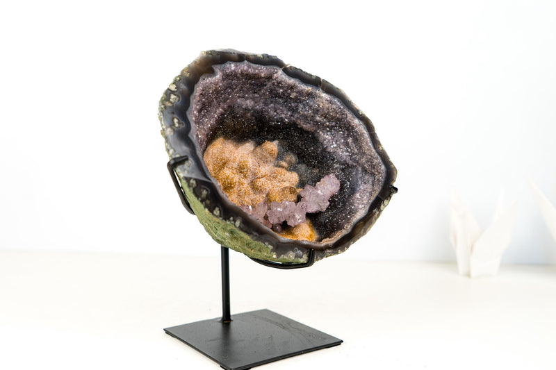 Rare Rose Amethyst Flower in Galaxy Amethyst Geode - Collector - Grade Multicolored Galaxy Druzy Geode - 10 Lb. - E2D Crystals & Minerals