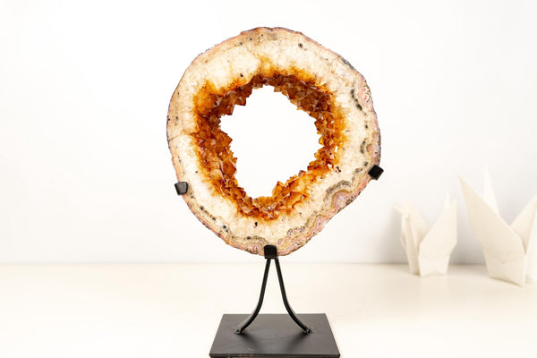 Natural Citrine Geode Portal – High - Grade Golden - Orange Citrine on Custom Stand - 7.3 Kg - 16.1 lb - E2D Crystals & Minerals