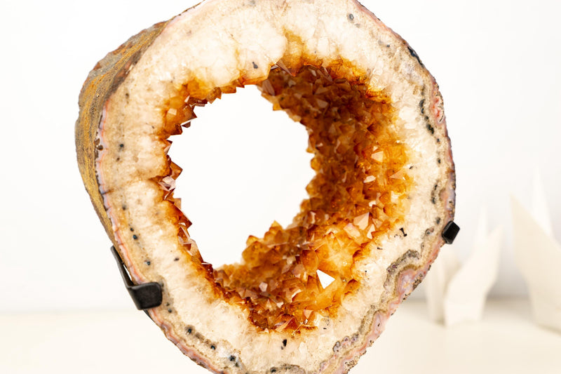 Natural Citrine Geode Portal – High - Grade Golden - Orange Citrine on Custom Stand - 7.3 Kg - 16.1 lb - E2D Crystals & Minerals