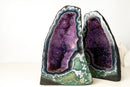 Collector - Grade Pair of Rare Lace Agate Cathedral Geodes with Violet Amethyst Druzy and Scenic Agate Drawings - 20 In. 49 Lb. - E2D Crystals & Minerals
