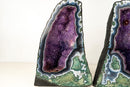 Collector - Grade Pair of Rare Lace Agate Cathedral Geodes with Violet Amethyst Druzy and Scenic Agate Drawings - 20 In. 49 Lb. - E2D Crystals & Minerals