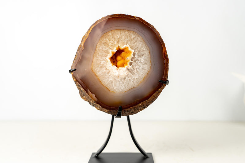 Rare Lace Agate Geode with Natural Yellow Galaxy Druzy - All - Natural, for Agate Collectors - 8 Lb. - E2D Crystals & Minerals