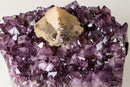 Rare Cubic Calcite with Green Sugar Druzy (Celadonite) on Amethyst Cluster (20 lb) – Large Cabinet Specimen - E2D Crystals & Minerals