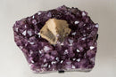 Rare Cubic Calcite with Green Sugar Druzy (Celadonite) on Amethyst Cluster (20 lb) – Large Cabinet Specimen - E2D Crystals & Minerals