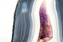 Gallery - Grade Blue & White Lace Agate Geode with Amethyst Druzy – All - Natural, Intact Agate Crystal Specimen (5.6 kg / 12.2 lb) - E2D Crystals & Minerals
