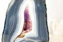 Gallery - Grade Blue & White Lace Agate Geode with Amethyst Druzy – All - Natural, Intact Agate Crystal Specimen (5.6 kg / 12.2 lb) - E2D Crystals & Minerals