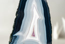 Natural Blue and White Lace Agate Cathedral, AKA Blue and White Banded Agate with Artistic Flame - Like Swirl Drawings - 8 lb. - E2D Crystals & Minerals