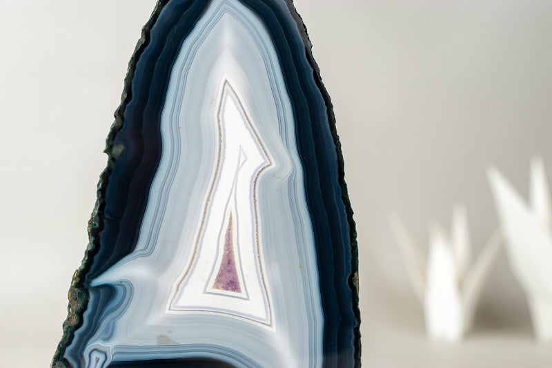 Natural Blue and White Lace Agate Cathedral, AKA Blue and White Banded Agate with Artistic Flame - Like Swirl Drawings - 8 lb. - E2D Crystals & Minerals