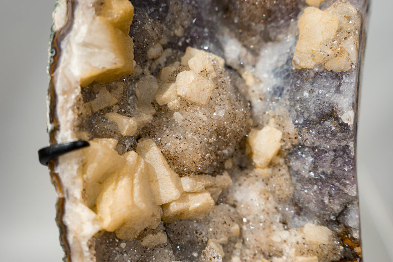 Rare Galaxy Amethyst Druzy Cluster with Golden Goethite, Flowers and Calcite, 6.2 Lb - Ethically Sourced - E2D Crystals & Minerals