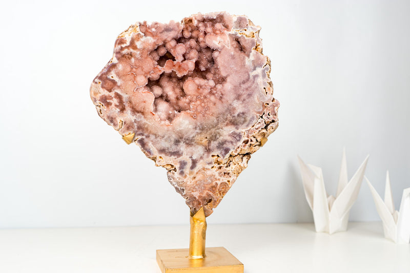 Rare Peach Pink Amethyst Geode with Superb Rose Galaxy Druzy – AAA - Grade Collector Crystal from Brazil - 16 Lb. - E2D Crystals & Minerals