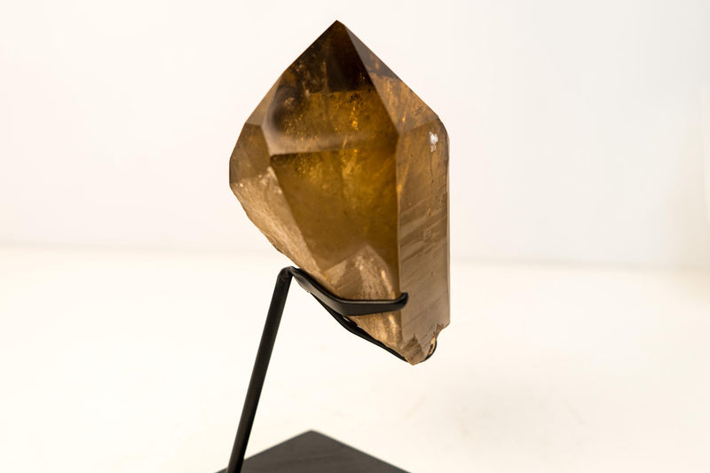 Natural Smoky Amber Citrine Crystal Quartz with Lemurian Striations on Feldspar Matrix – Untreated Brazilian Specimen, 4 Lb. - E2D Crystals & Minerals