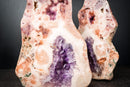 Pair of Rare Pink Amethyst Geodes with Pink and Purple Druzy – All - Natural Bookmatching Amethyst Geodes from Brazil - 18.3 Lb. - E2D Crystals & Minerals