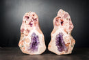 Pair of Rare Pink Amethyst Geodes with Pink and Purple Druzy – All - Natural Bookmatching Amethyst Geodes from Brazil - 18.3 Lb. - E2D Crystals & Minerals