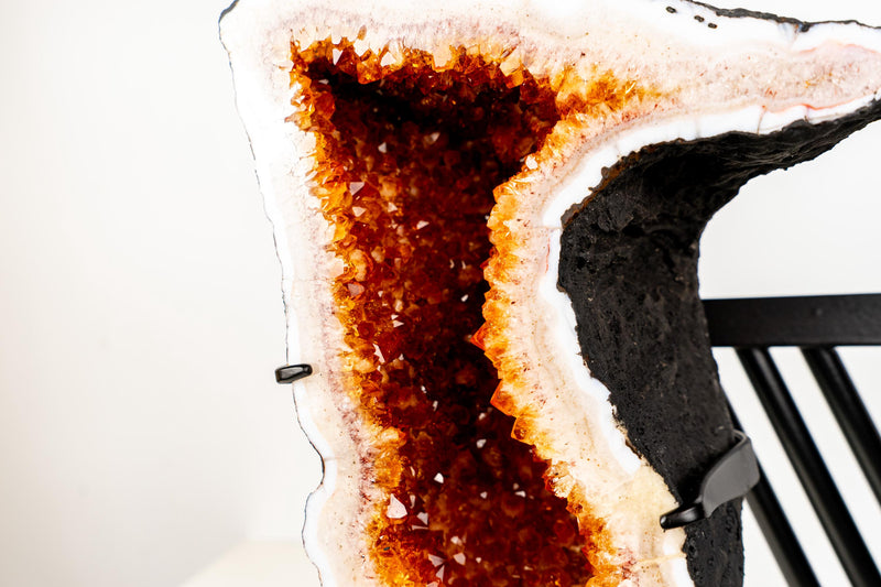 Citrine & Amethyst Geode Wings – Natural Bookmatched Pair on Custom Metal Stand - Ethically Sourced, 49 Lb. - E2D Crystals & Minerals