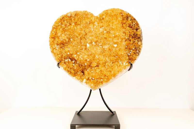 Extra Large Citrine Heart – 61 lb Natural Orange Druzy Crystal, Statement Home Décor Piece - E2D Crystals & Minerals