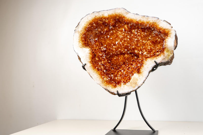 Natural Citrine Geode with Madeira Orange Crystals on a Custom - Made Stand - 53 Lb, 23 In. - E2D Crystals & Minerals