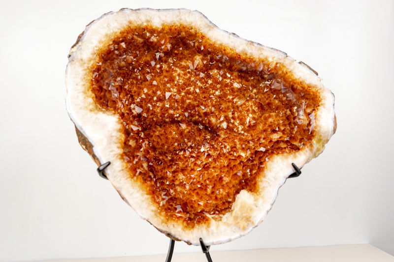 Natural Citrine Geode with Madeira Orange Crystals on a Custom - Made Stand - 53 Lb, 23 In. - E2D Crystals & Minerals