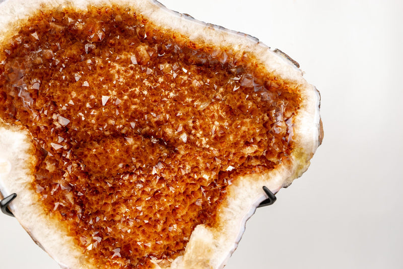 Natural Citrine Geode with Madeira Orange Crystals on a Custom - Made Stand - 53 Lb, 23 In. - E2D Crystals & Minerals