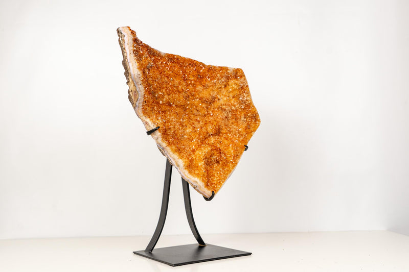 Large Sculptural Citrine Cluster with Micro Calcite Inclusions and Sparkly Points on Custom Stand – Natural Statement Décor - 20x15 In. - E2D Crystals & Minerals