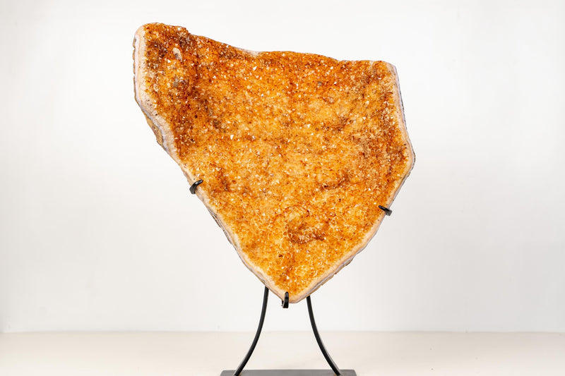 Large Sculptural Citrine Cluster with Micro Calcite Inclusions and Sparkly Points on Custom Stand – Natural Statement Décor - 20x15 In. - E2D Crystals & Minerals