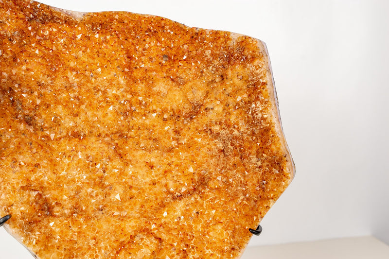 Large Sculptural Citrine Cluster with Micro Calcite Inclusions and Sparkly Points on Custom Stand – Natural Statement Décor - 20x15 In. - E2D Crystals & Minerals