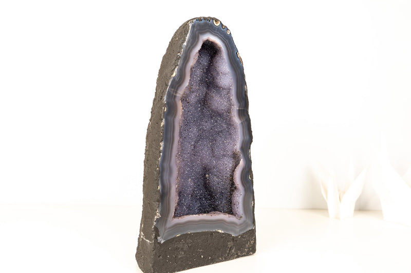 Rare Blue Agate Geode Cathedral with Sparkly Blue Galaxy Druzy Amethyst - 21 Lb. 8 In. - E2D Crystals & Minerals