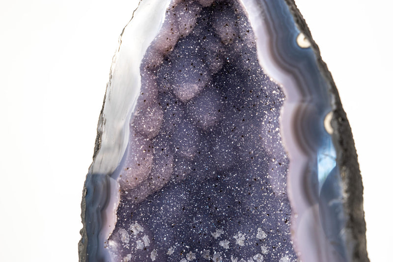 Rare Blue Agate Geode Cathedral with Sparkly Blue Galaxy Druzy Amethyst and Calcite Inclusions - 21 Lb. 8 In. - E2D Crystals & Minerals