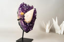 UV - Reactive Calcite on Brazilian Purple Amethyst Cluster – Natural Pristine 6.4 lb Collector Display - E2D Crystals & Minerals