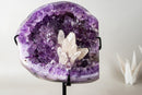 Deep Purple Amethyst Geode with Crystallized Calcite Flower – Gallery Display Specimen – 20.3 lb / 9.2 kg - E2D Crystals & Minerals
