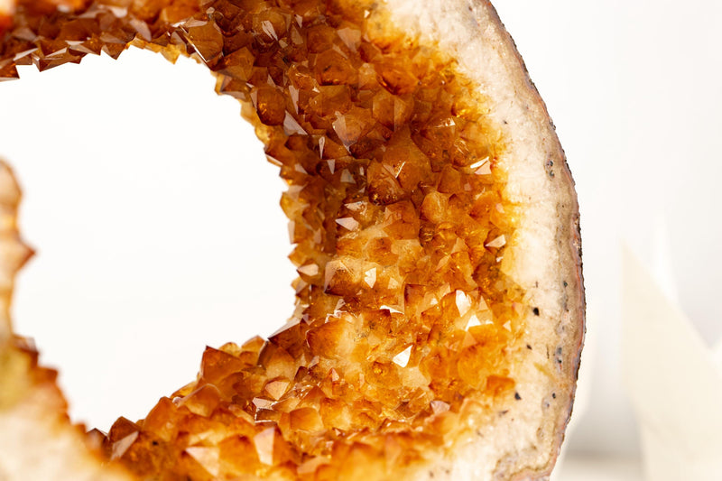 Natural Citrine Geode Portal with Flower Rosettes – High - Grade Orange Citrine on Custom Stand - 7.9 Kg - 17.4 lb - E2D Crystals & Minerals
