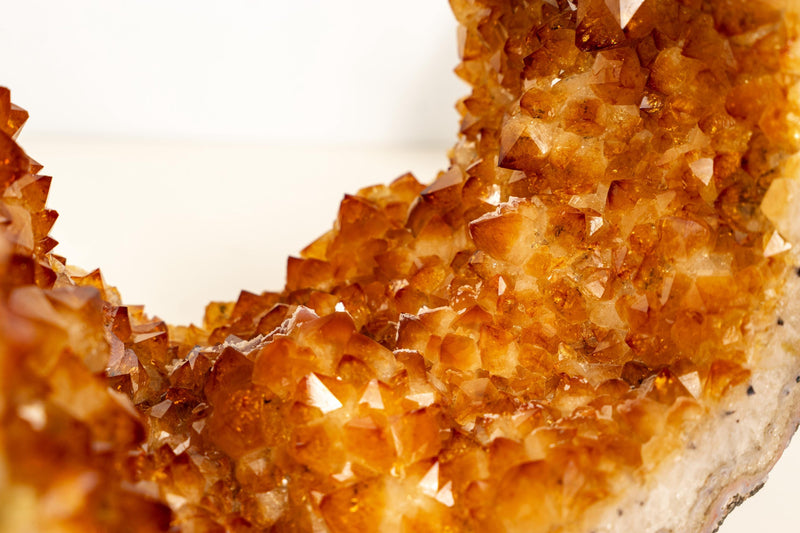 Natural Citrine Geode Portal with Flower Rosettes – High - Grade Orange Citrine on Custom Stand - 7.9 Kg - 17.4 lb - E2D Crystals & Minerals