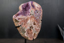 Pink Amethyst Geode on Stand with Natural Purple Amethyst Druzy - E2D Crystals & Minerals
