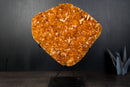 Cluster with Sparkly Golden - Orange Druzy and Calcite on Stand - E2D Crystals & Minerals