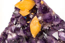 Amethyst Cluster with Rare Orange Scalenohedral Calcite – Large Triangular Formation - E2D Crystals & Minerals