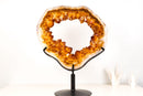 Golden - Orange Citrine Geode Portal with Rare Crown Druzy Formation - E2D Crystals & Minerals