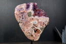 Pink Amethyst Geode on Stand with Natural Purple & Red Amethyst Flowers - E2D Crystals & Minerals
