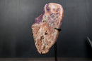 Pink Amethyst Geode on Stand with Natural Purple Amethyst Druzy - E2D Crystals & Minerals