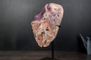 Pink Amethyst Geode on Stand with Natural Purple Amethyst Druzy - E2D Crystals & Minerals